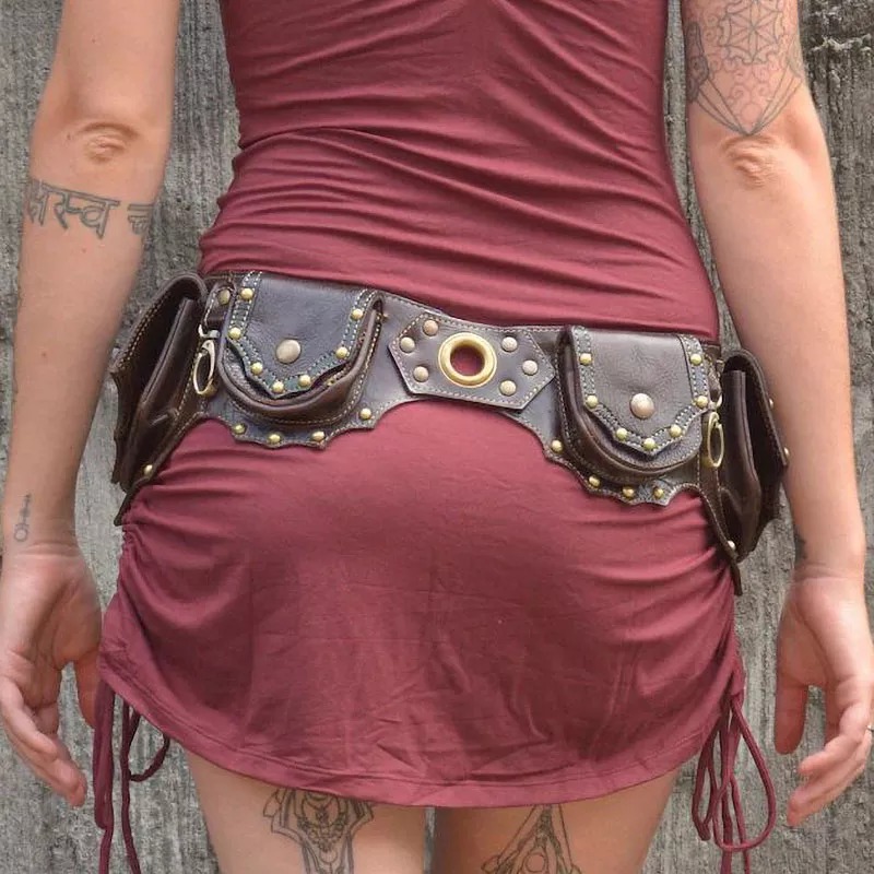 Travel Accessories Hip Belt - 1 Buah Tas Pinggang Kulit Steampunk