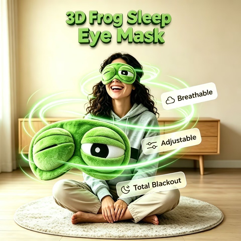 Eye Mask Sleep Travel - Penutup Mata Tidur Katak 3D Lucu,