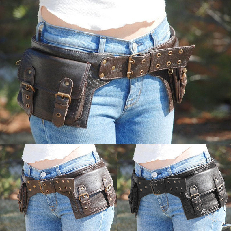 Travel Accessories Hip Belt - Sabuk Hip Utilitas Kulit Steampunk Abad